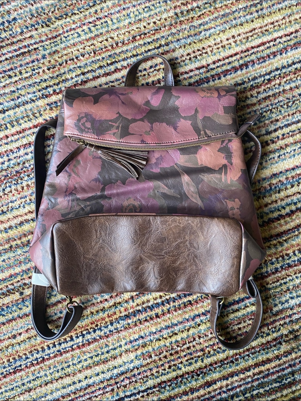 Pioneer Woman Floral Backpack Purse NWOT Mauve Rose Boho Cottagecore